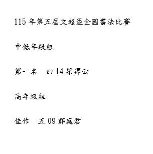 文超盃得獎名單